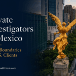 Blog cover for an article on private investigators in Mexico, showing the Angel of Independence in Mexico City with legal-boundary title text.