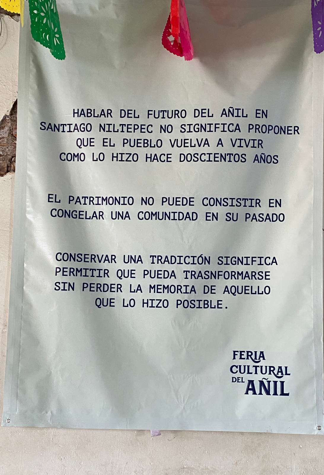 Panel sobre el patrimonio del añil en la Feria Cultural del Añil de Santiago Niltepec